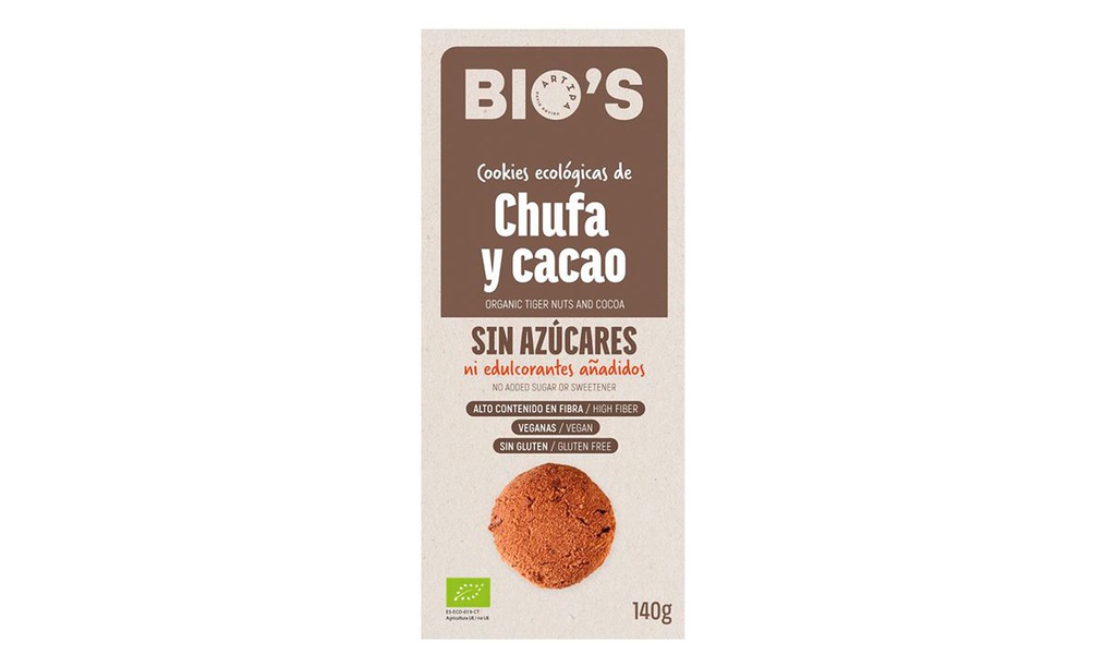 cookies de xufa cacau 140 g Bio's Artipà SG