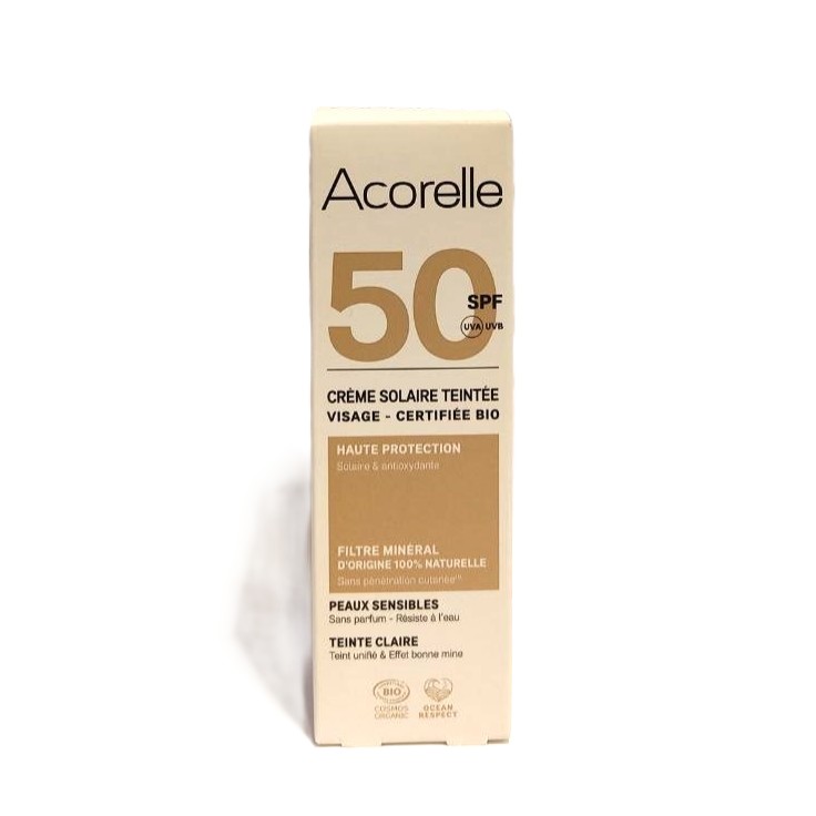 crema solar facial color clar SPF 50 50 ml Acorelle