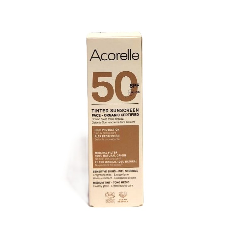 crema solar facial color mitjà SPF 50 50 ml Acorelle
