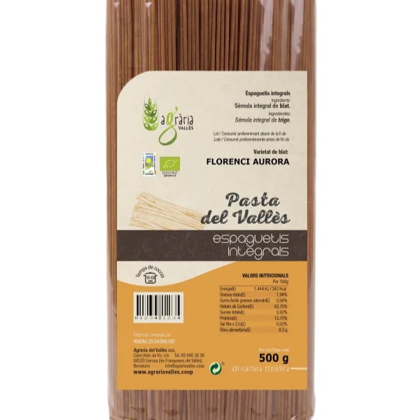 espaguetis de florència aurora (blat) integral 500 g L'Agrària del Vallès